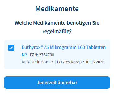 Medikamente auswählen