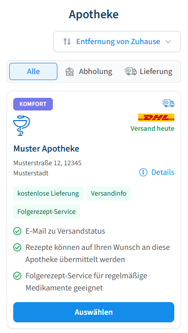 Apotheke wählen