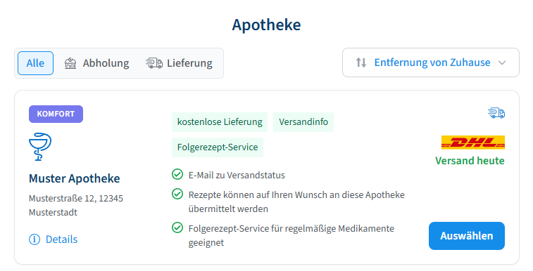 Apotheke wählen